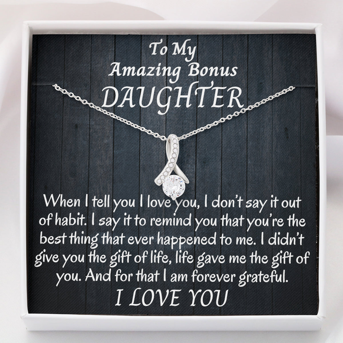 Amazing Bonus Daughter | I Love You | Necklace With Luxury Box