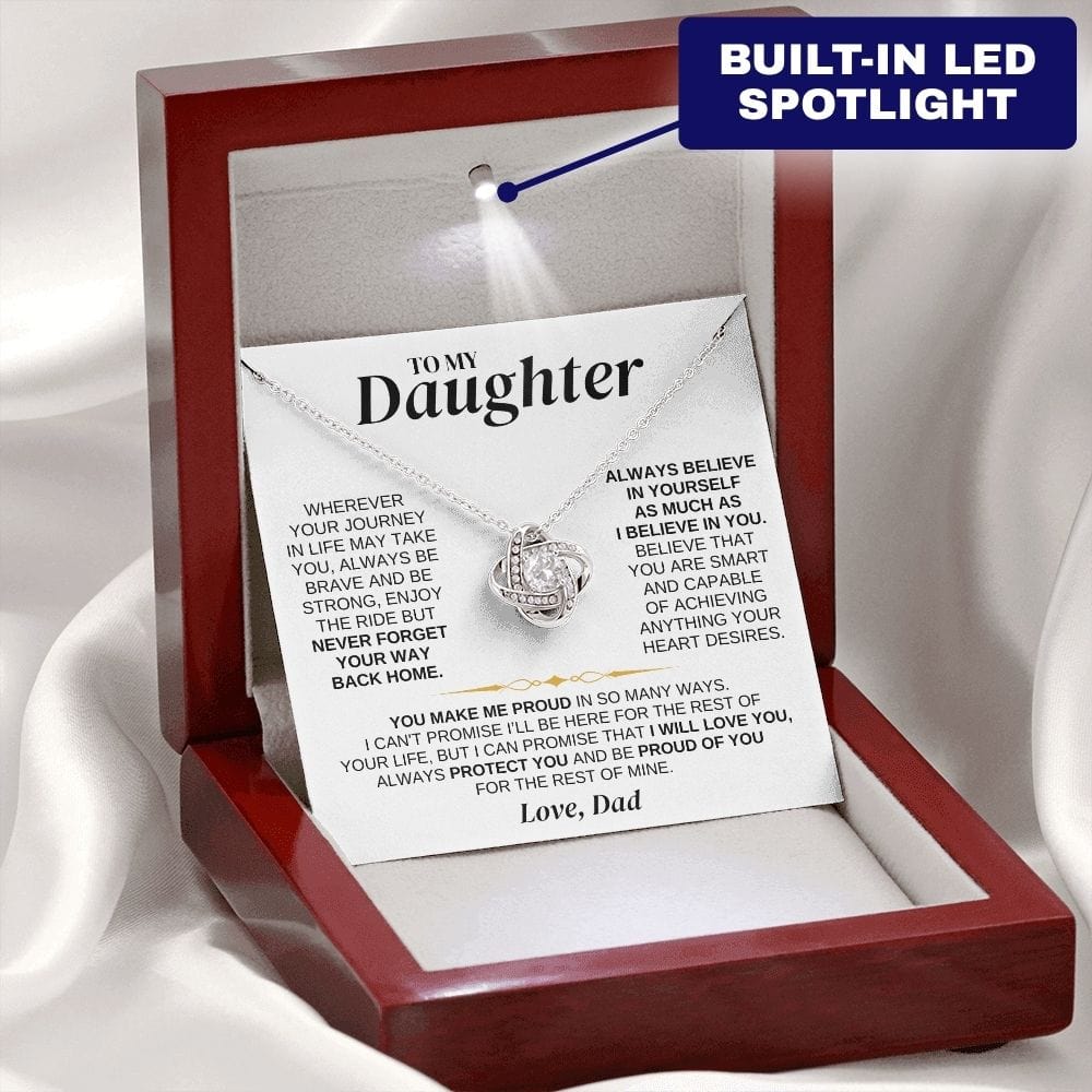 To My Daughter - From Dad - Love Knot Necklace Gift Set