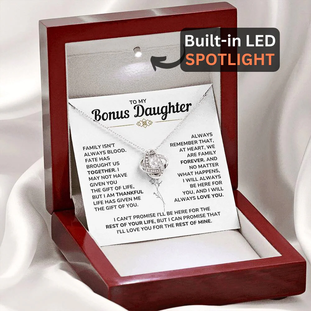Always Family Forever - To My Bonus Daughter - Love Knot Necklace Gift Set