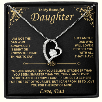 To My Daughter – A Heart of Love from Dad – Forever Love Necklace Gift Set