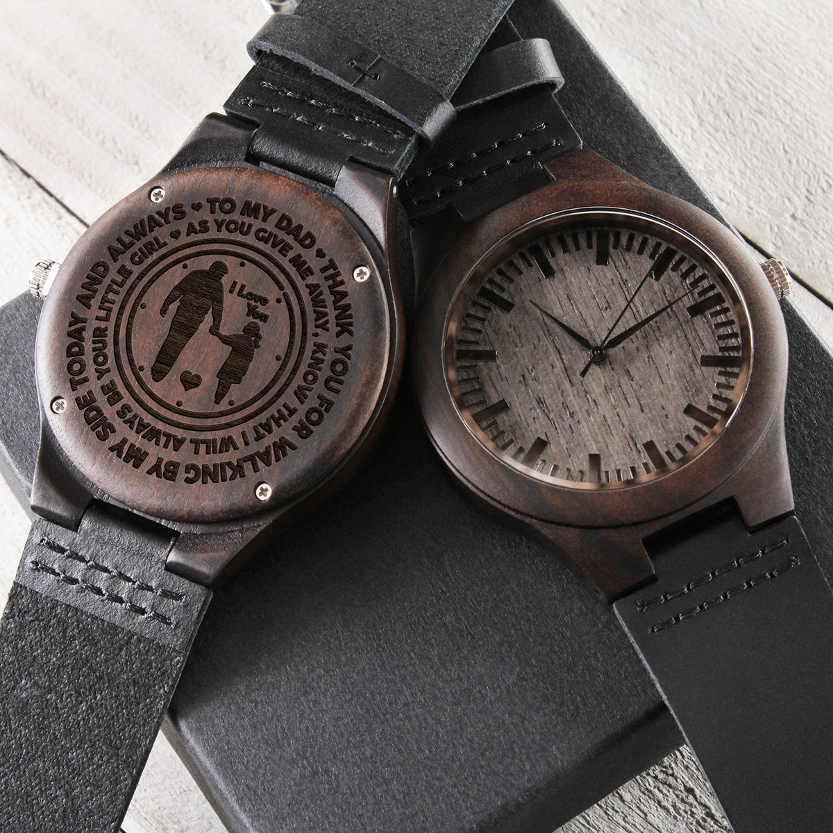To My Dad | Walking By My Side | Engraved Wooden Watch