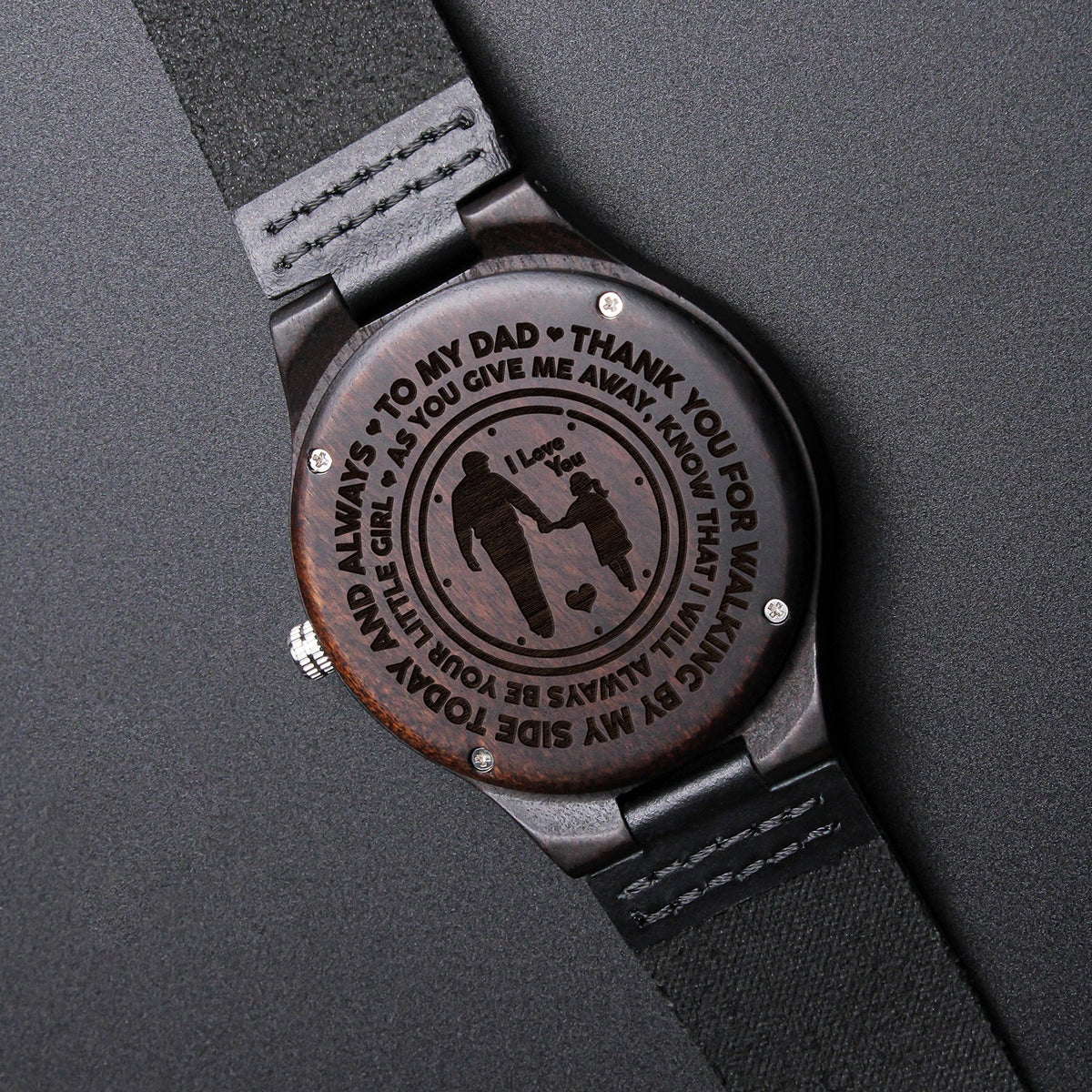 To My Dad | Walking By My Side | Engraved Wooden Watch