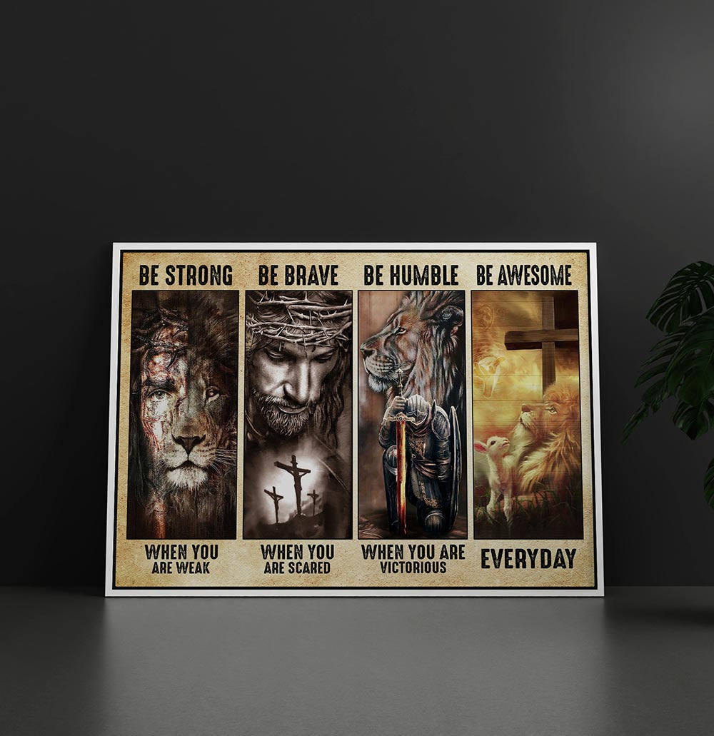 Be Awesome Everyday God Lion Framed Canvas - Wall Art Decor