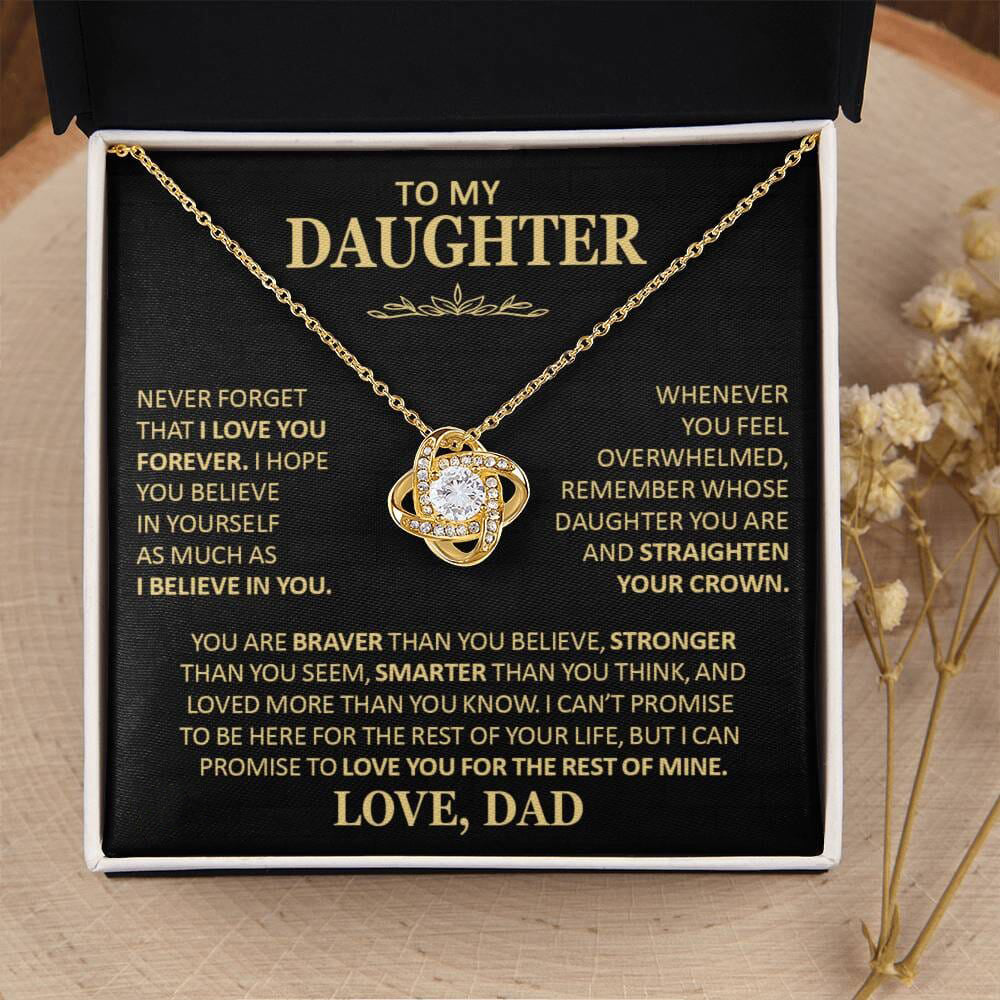 Beautiful Gift for Daughter From Dad "Never Forget That I Love You" Necklace Gift Set