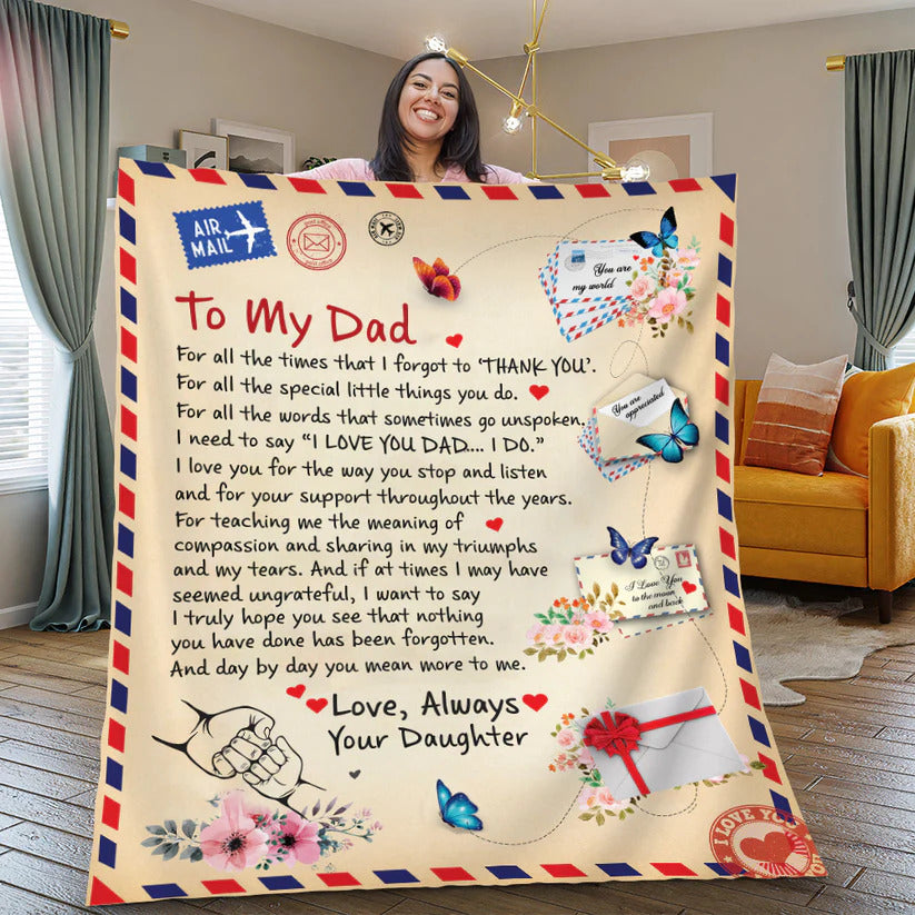 To My Dad | Thank You | Fleece Blanket
