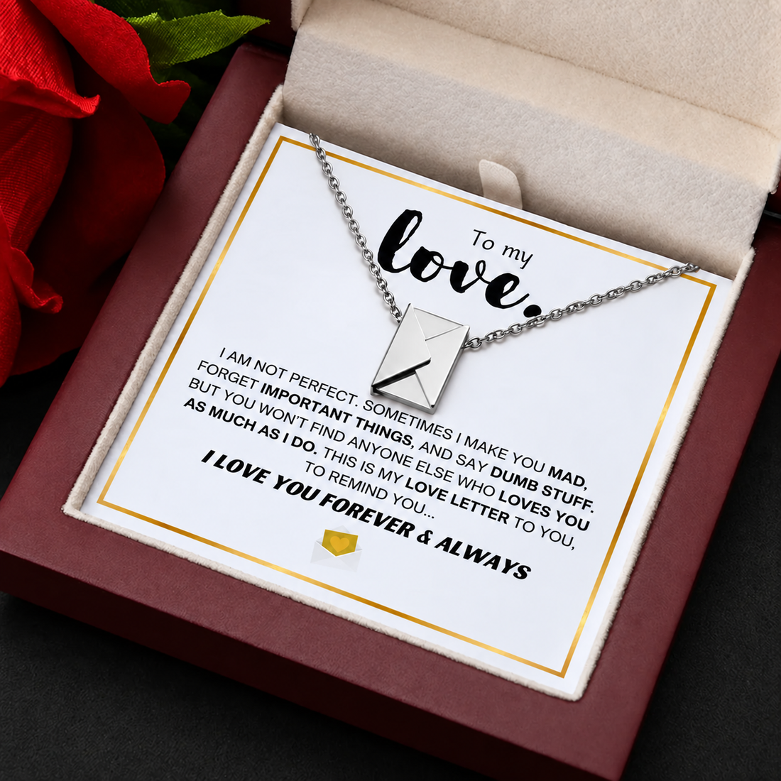 To My Love Necklace - Romantic Gift For Her - Love Letter Necklace Gift Set