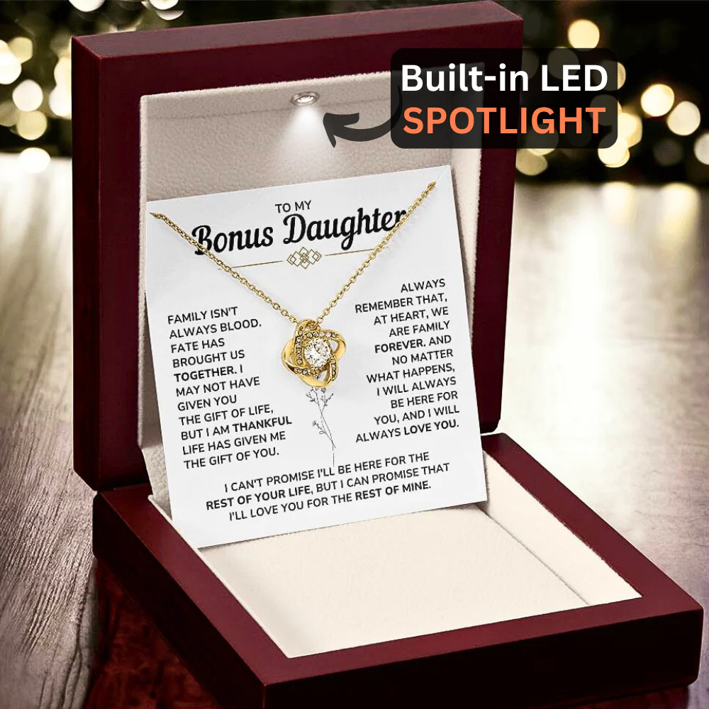 Always Family Forever - To My Bonus Daughter - Love Knot Necklace Gift Set