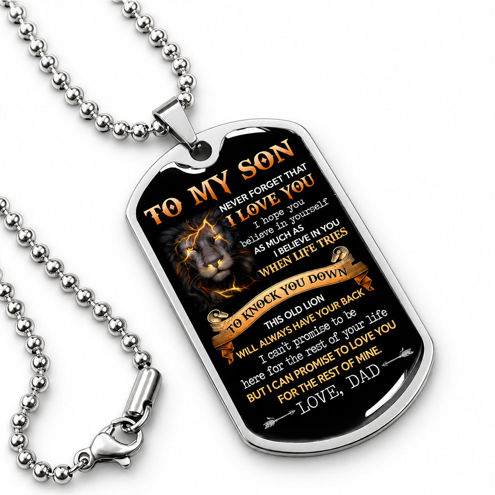 To My Son This Old Lion - Dog Tag Necklace Gift - Birthday Gift For Son