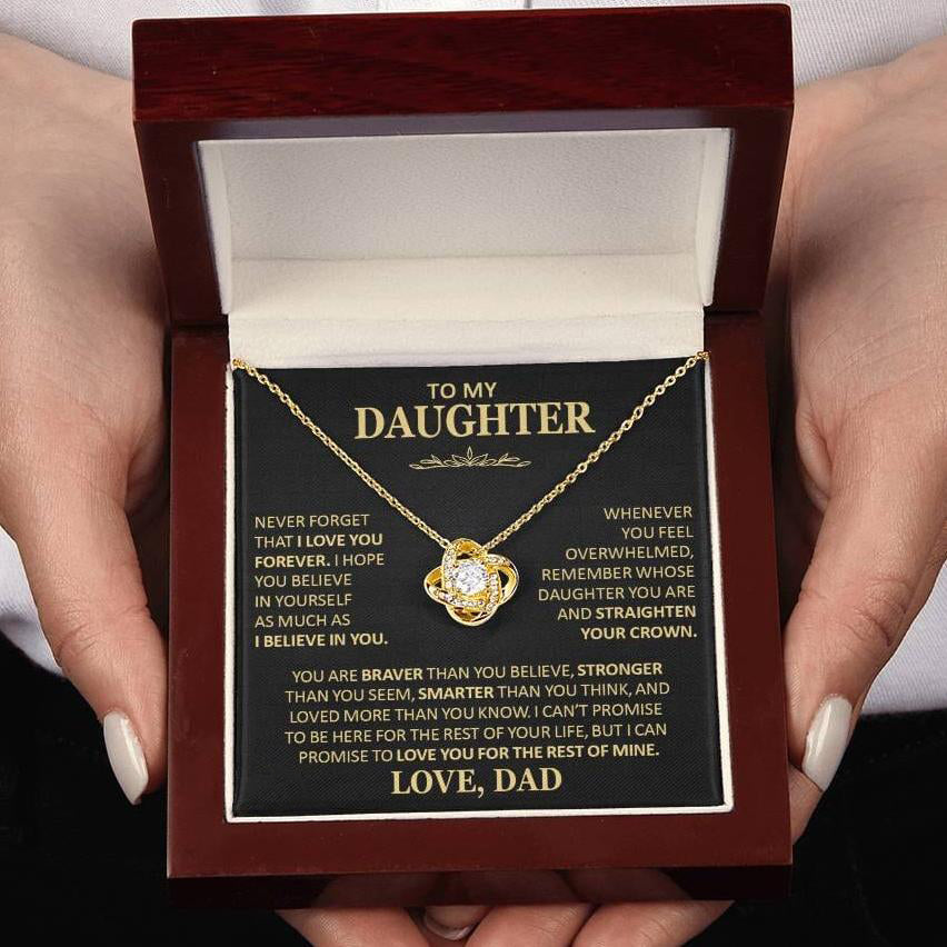 Beautiful Gift for Daughter From Dad "Never Forget That I Love You" Necklace Gift Set