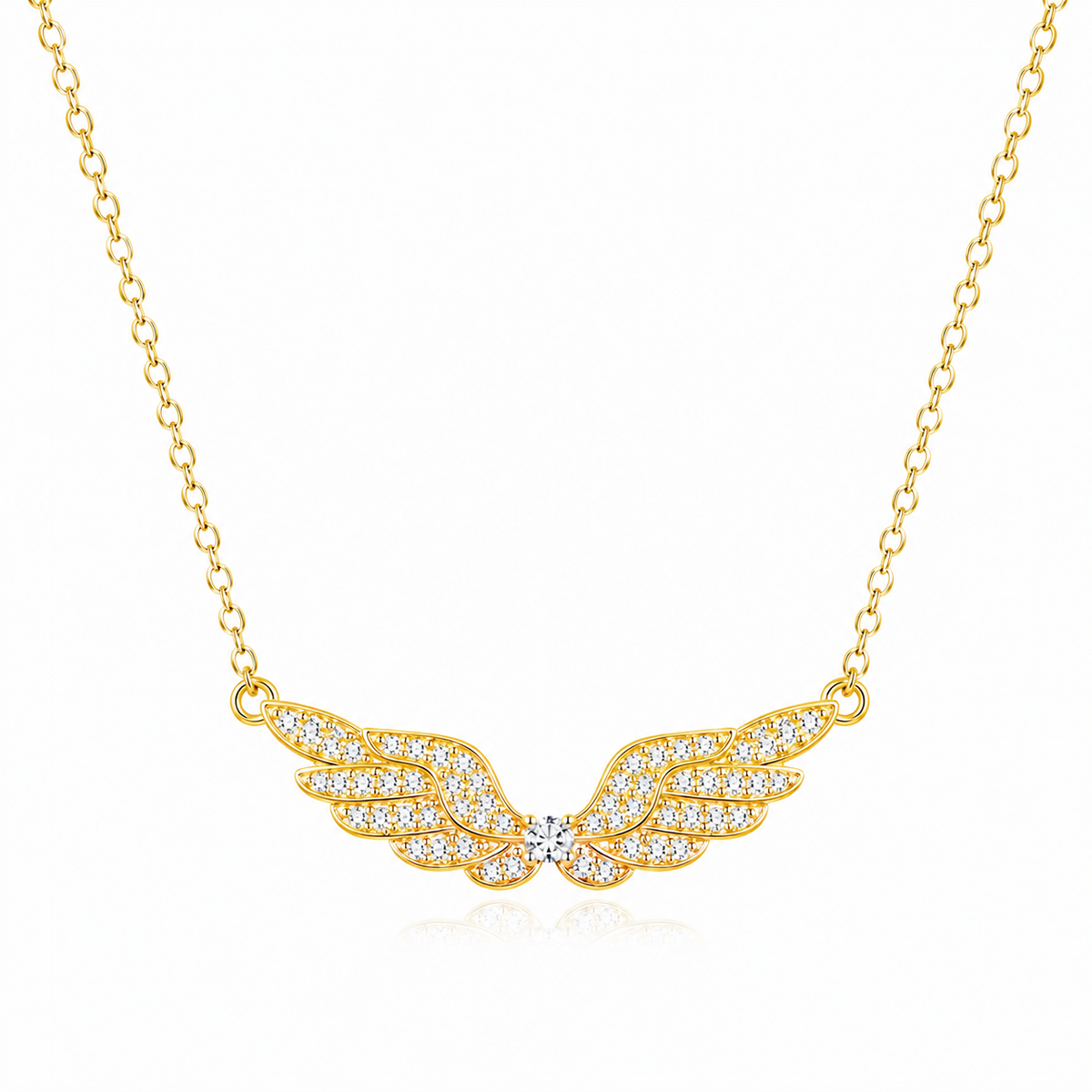 Crystal Angel Wing Necklace for Women – Silver Rhinestone Wings Pendant Jewelry Gift