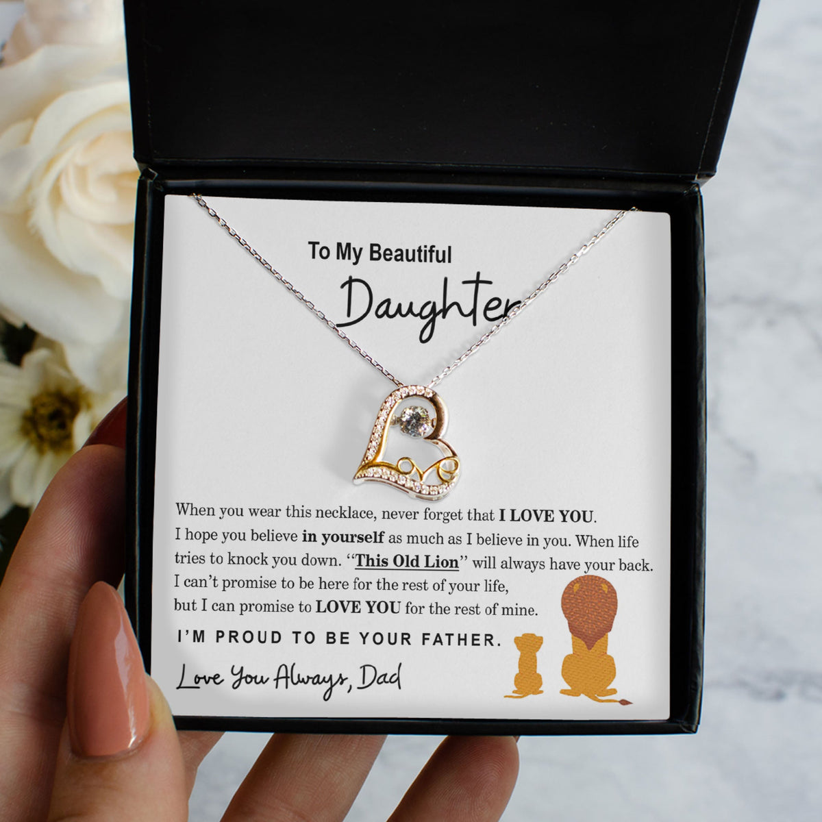 Beautiful Daughter I Love You, Love Dancing Necklace, Best Gift For Daughter
