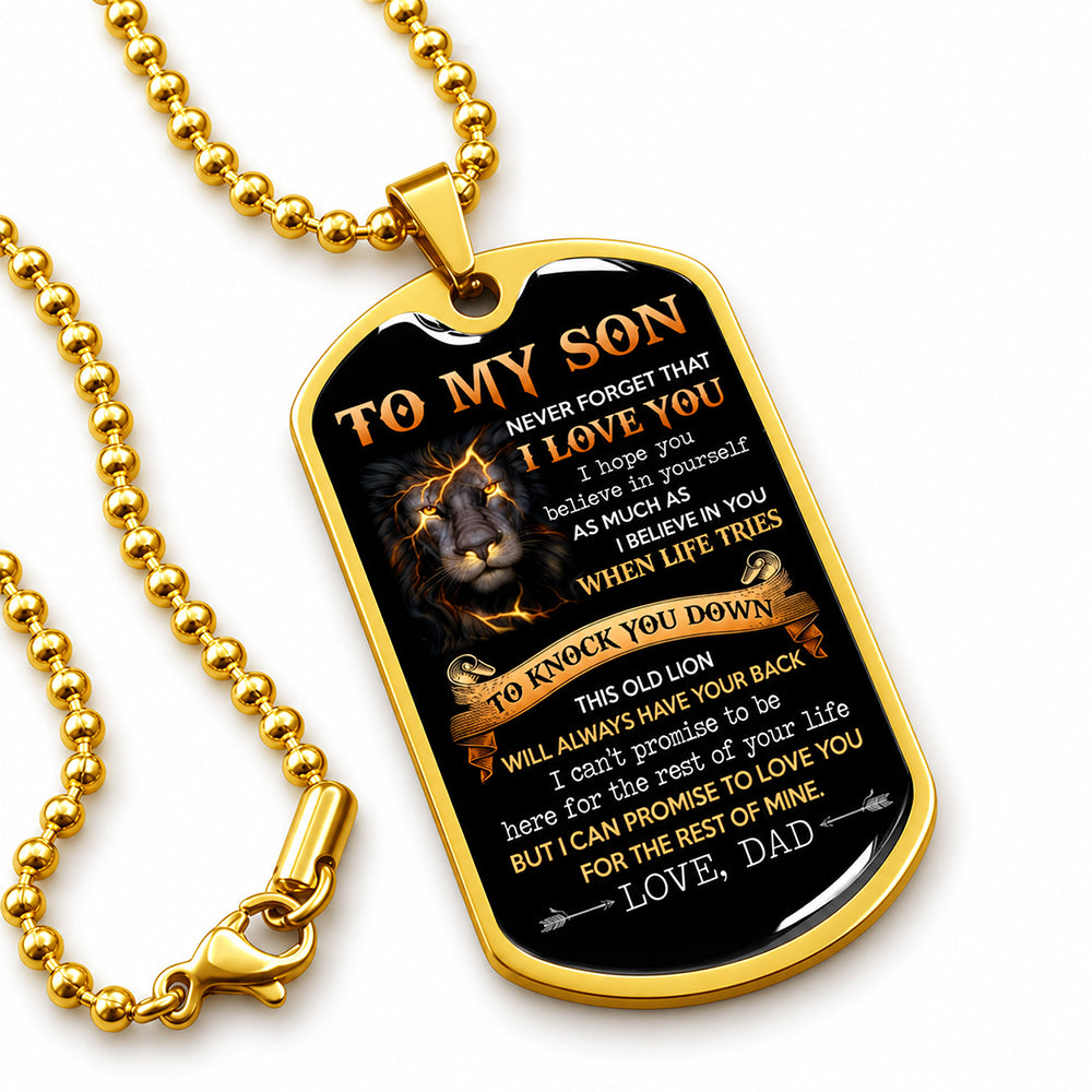 To My Son This Old Lion - Dog Tag Necklace Gift - Birthday Gift For Son