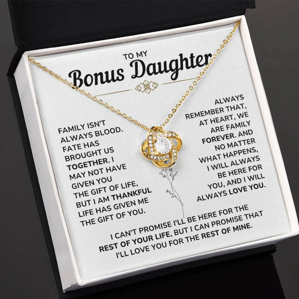 Always Family Forever - To My Bonus Daughter - Love Knot Necklace Gift Set