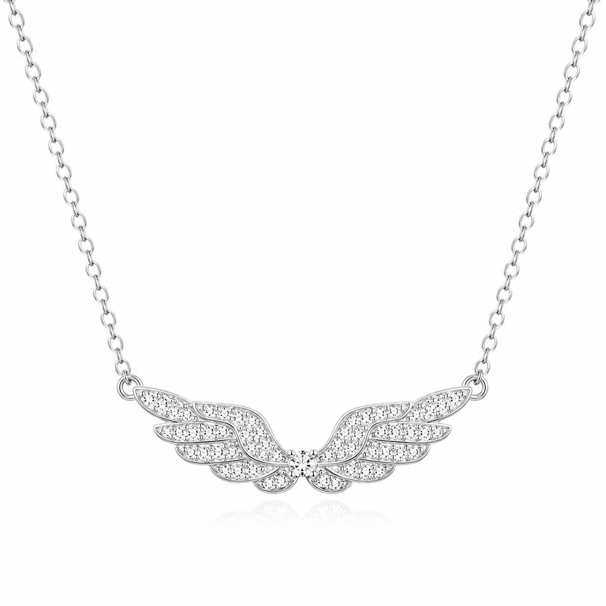 Crystal Angel Wing Necklace for Women – Silver Rhinestone Wings Pendant Jewelry Gift