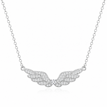Crystal Angel Wing Necklace for Women – Silver Rhinestone Wings Pendant Jewelry Gift