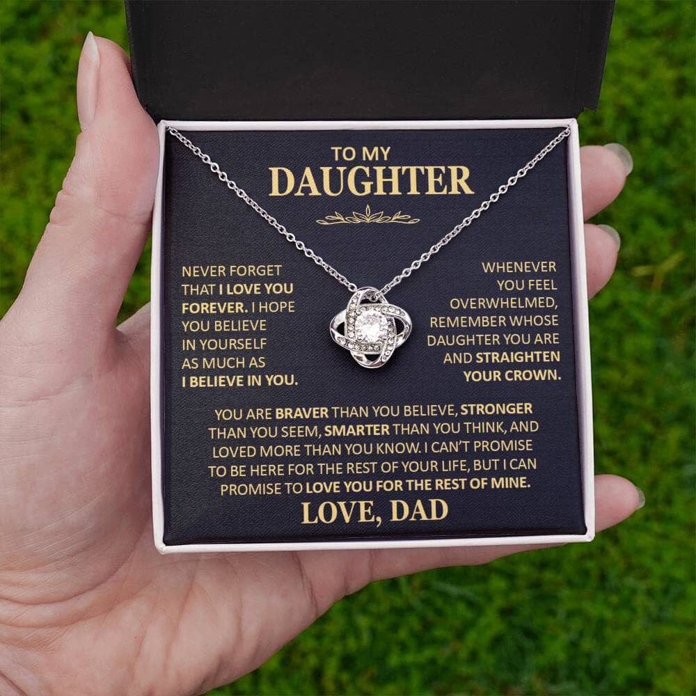 Beautiful Gift for Daughter From Dad "Never Forget That I Love You" Necklace Gift Set