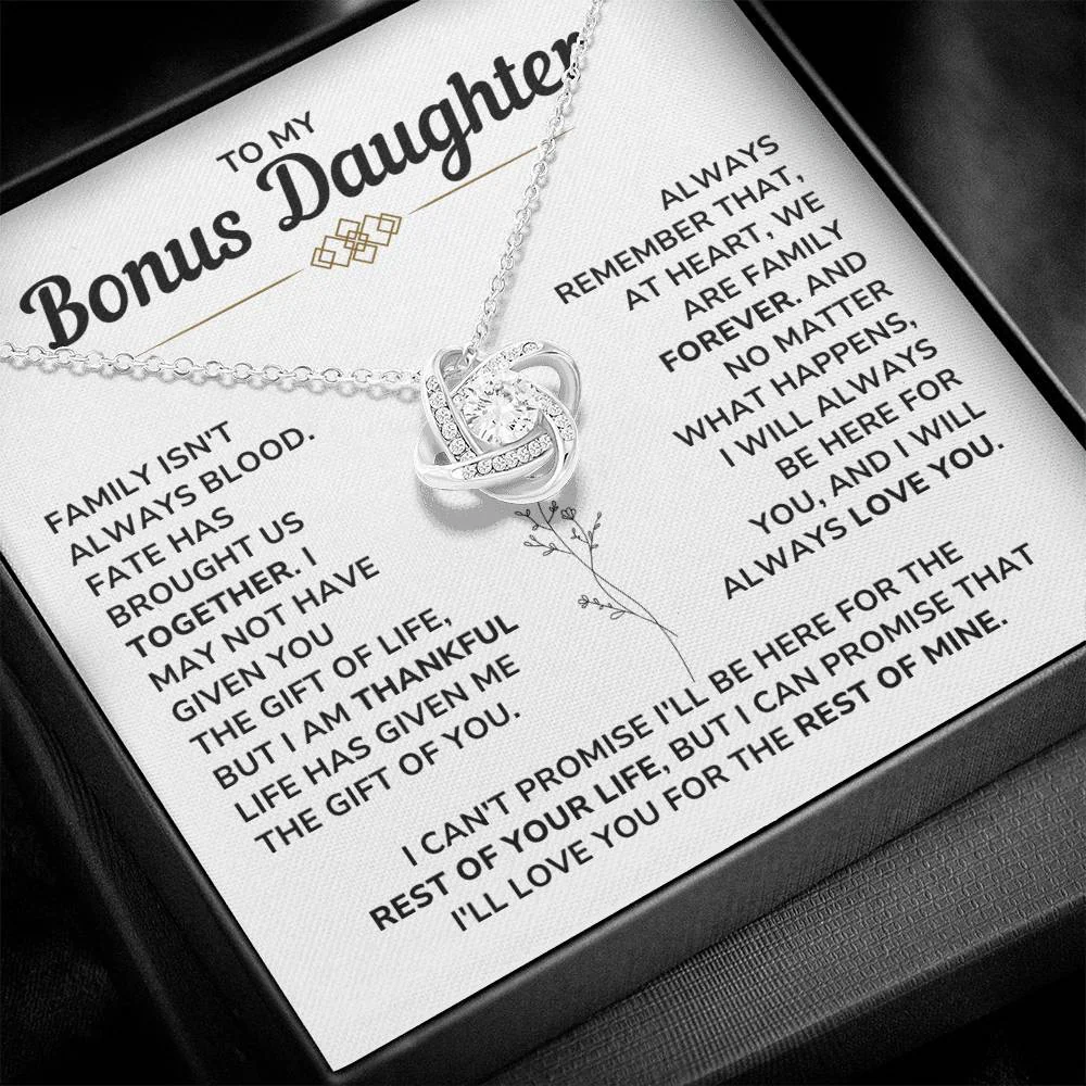Always Family Forever - To My Bonus Daughter - Love Knot Necklace Gift Set