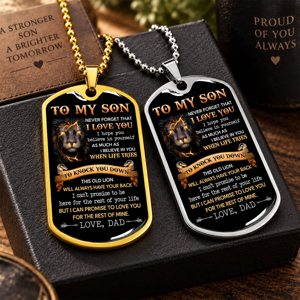 To My Son This Old Lion - Dog Tag Necklace Gift - Birthday Gift For Son