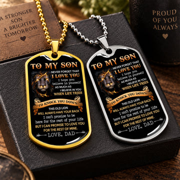 To My Son This Old Lion - Dog Tag Necklace Gift - Birthday Gift For Son