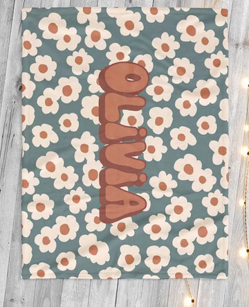 Retro Flower Personalize Blanket