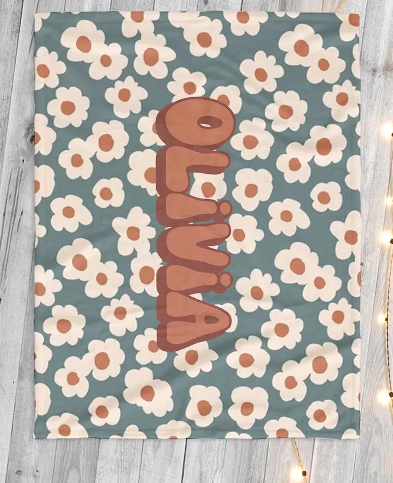 Retro Flower Personalize Blanket