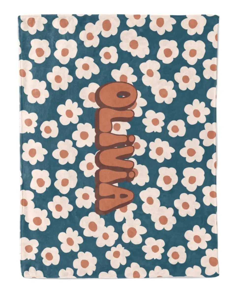 Retro Flower Personalize Blanket