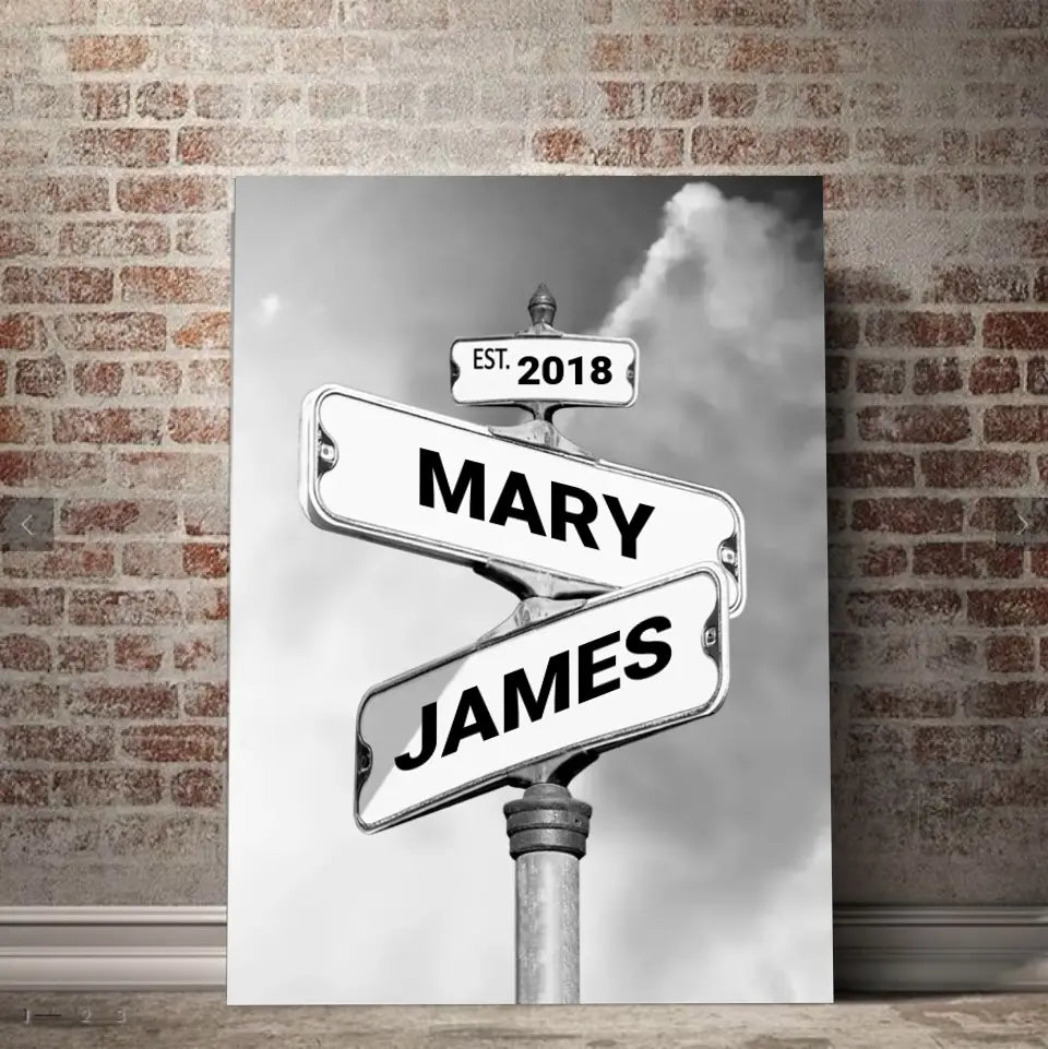 Personalized Canvas "Vintage Street Sign for couples", Wedding Gift, Anniversary & Couple gift