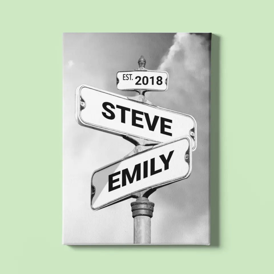 Personalized Canvas "Vintage Street Sign for couples", Wedding Gift, Anniversary & Couple gift
