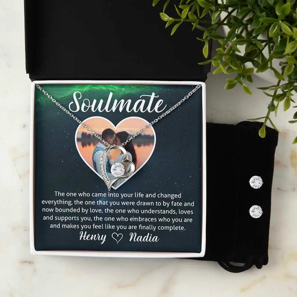 Soulmate Personalized Photo & Name Card , Forever Love Necklace, Anniversary Gift Idea For Her