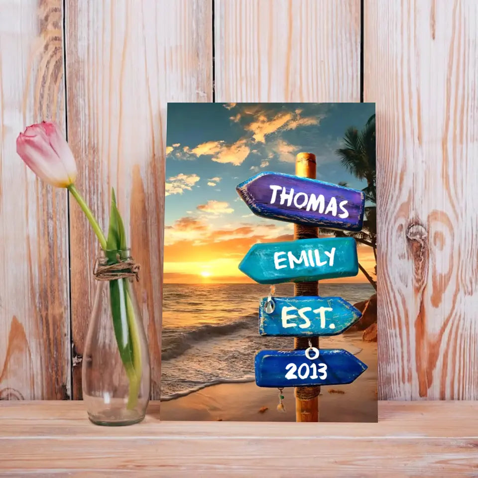 Love You To The Beach And Back - Couple Personalized Custom Vertical Canvas - Wedding Gift, Anniversary & Couple gift