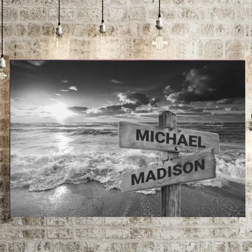 Personalized Canvas Wall Art-Ocean Sunset Multi-Names Premium Canvas-Ship From Canada