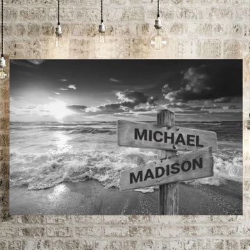 Personalized Canvas Wall Art-Ocean Sunset Multi-Names Premium Canvas-Ship From Australia