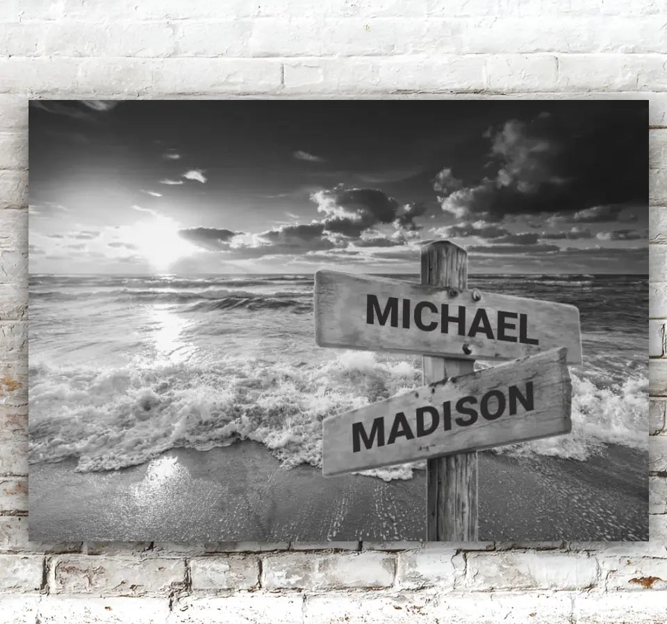 Personalized Canvas Wall Art-Ocean Sunset Multi-Names Premium Canvas-Ship From Australia