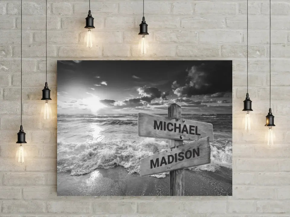 Personalized Canvas Wall Art-Ocean Sunset Multi-Names Premium Canvas-Ship From Australia