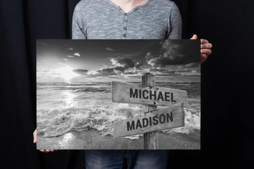 Personalized Canvas Wall Art-Ocean Sunset Multi-Names Premium Canvas-Ship From Australia