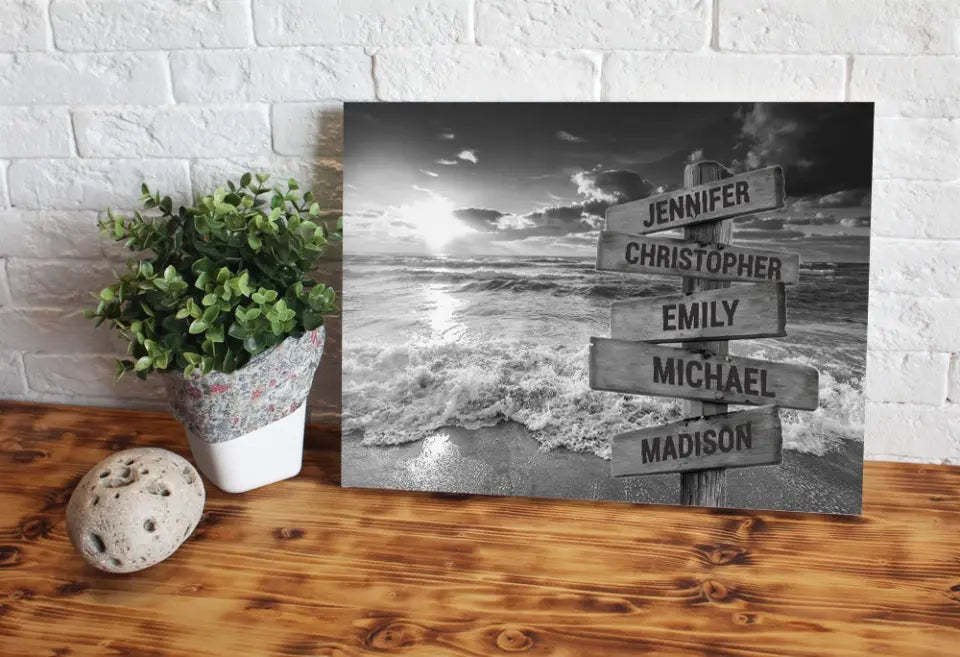 Personalized Canvas Wall Art-Ocean Sunset Multi-Names Premium Canvas-Ship From Australia