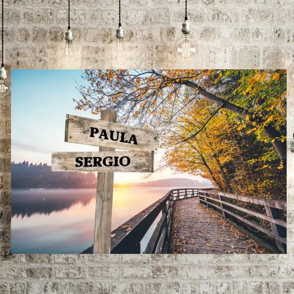 Personalized Canvas Wall-Art Autumn Walk (Color)-Personalized Canvas with Names