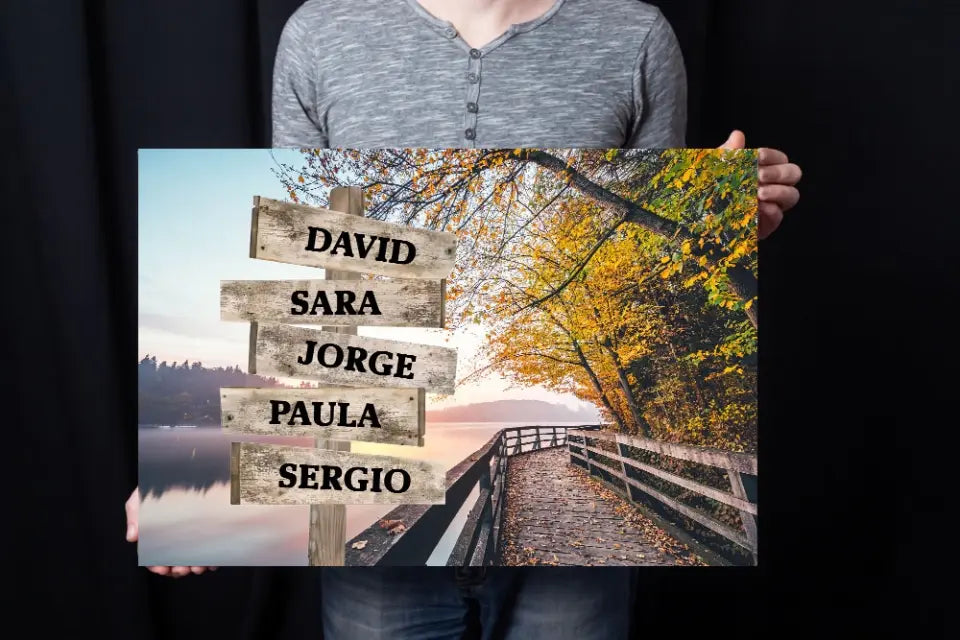 Personalized Canvas Wall-Art Autumn Walk (Color)-Personalized Canvas with Names