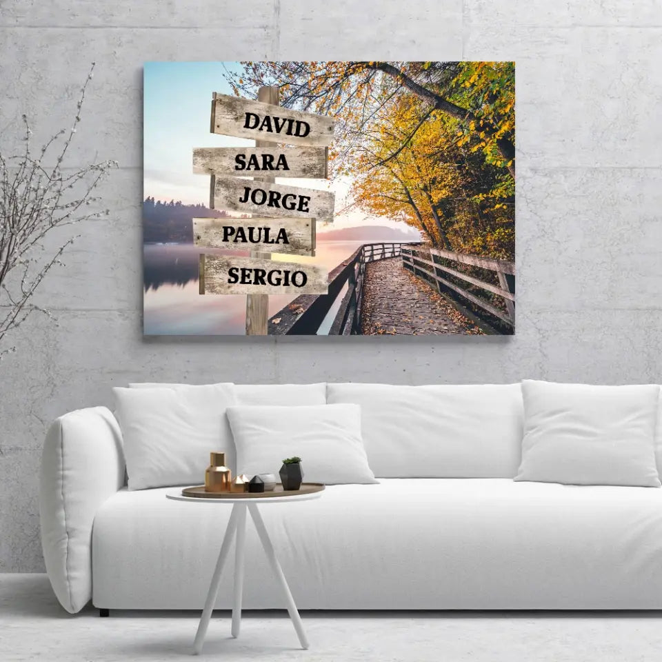 Personalized Canvas Wall-Art Autumn Walk (Color)-Personalized Canvas with Names