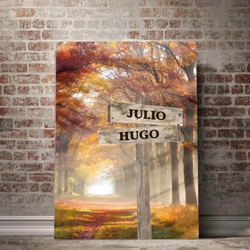 Personalized Canvas Wall Art "Name of children" - Autumn Afternoon - Gift For Family