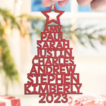 Our Family 2023, Custom Family Name Wooden Ornament, Gift For Family