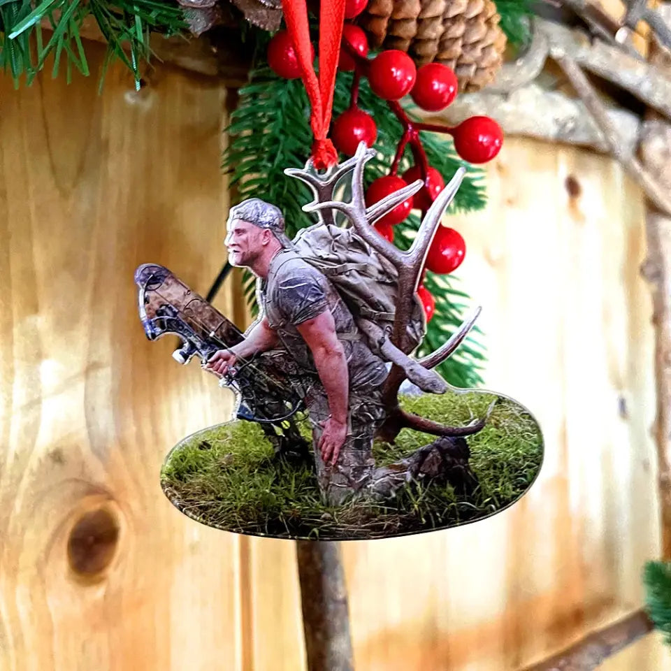 Personalized Photo Mica Ornament - Christmas Gift For Family Member, Friends - Customized Your Photo Hunting Ornament
