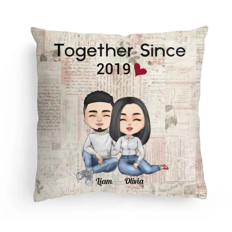 Personalized Pillow - Together Since - Gift For Couples, Husband, Wife, Boyfriend, Girlfriend