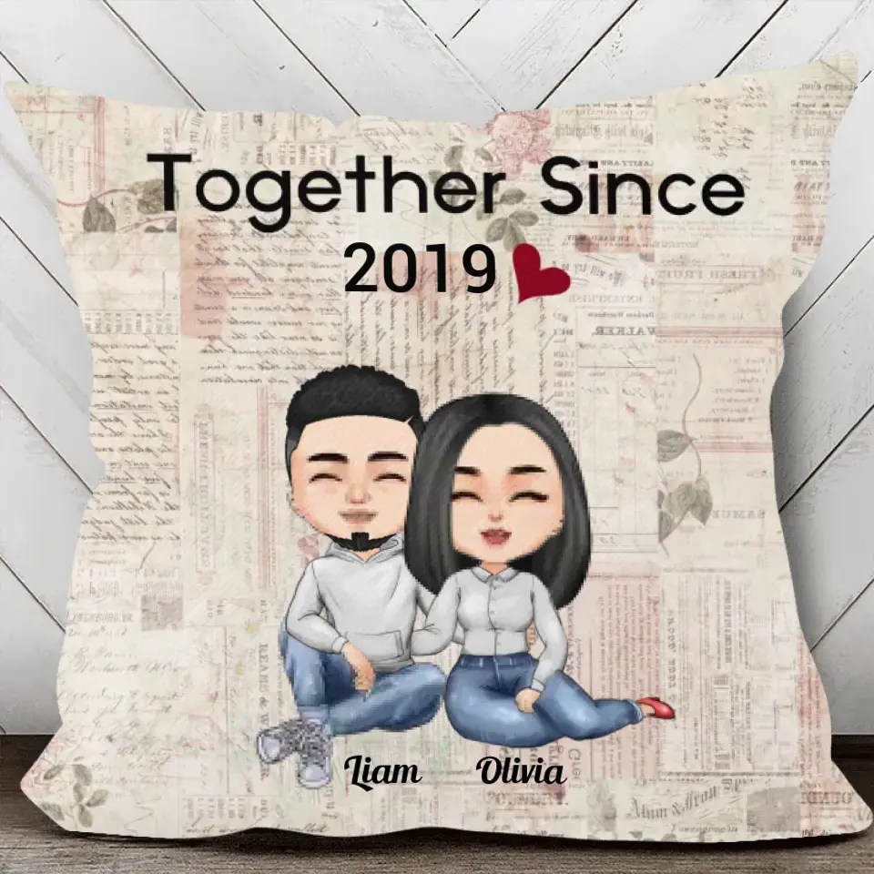 Personalized Pillow - Together Since - Gift For Couples, Husband, Wife, Boyfriend, Girlfriend