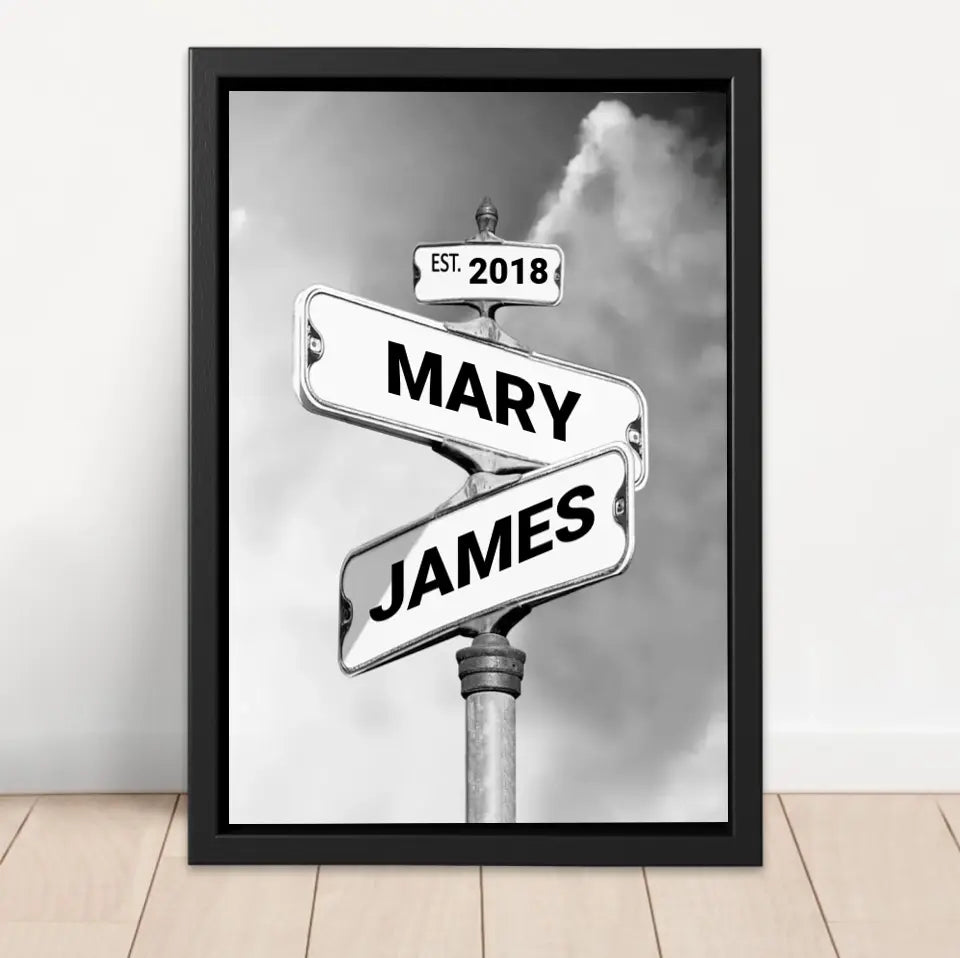 Personalized Frame Canvas "Vintage Street Sign for couples"