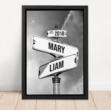Personalized Frame Canvas "Vintage Street Sign for couples"