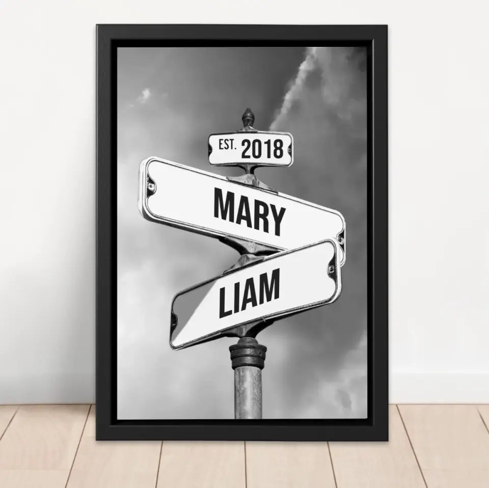 Personalized Frame Canvas "Vintage Street Sign for couples"