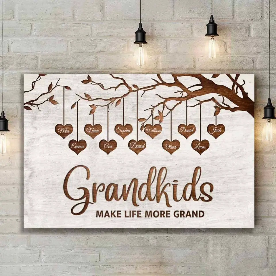 Personalized Canvas, Name Of Children, Anniversary Gift For Grandparents