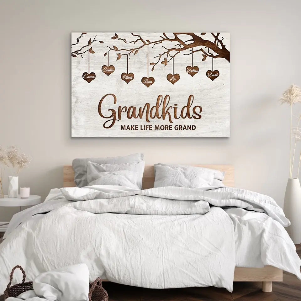Personalized Canvas, Name Of Children, Anniversary Gift For Grandparents