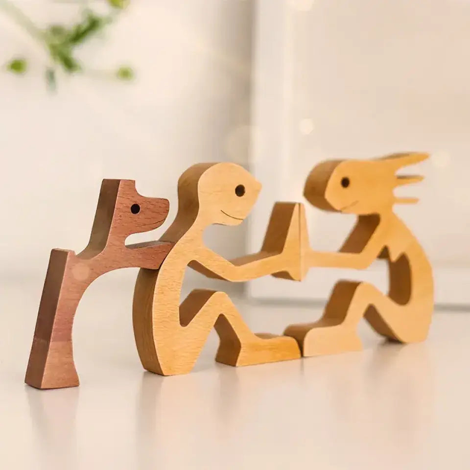 Personalized Custom Wooden Pet Carvings - The Love Between You And Your Fur-Friend - Gift For Pet Lovers - Wood Sculpture Table Ornaments, Carved Wood Decor